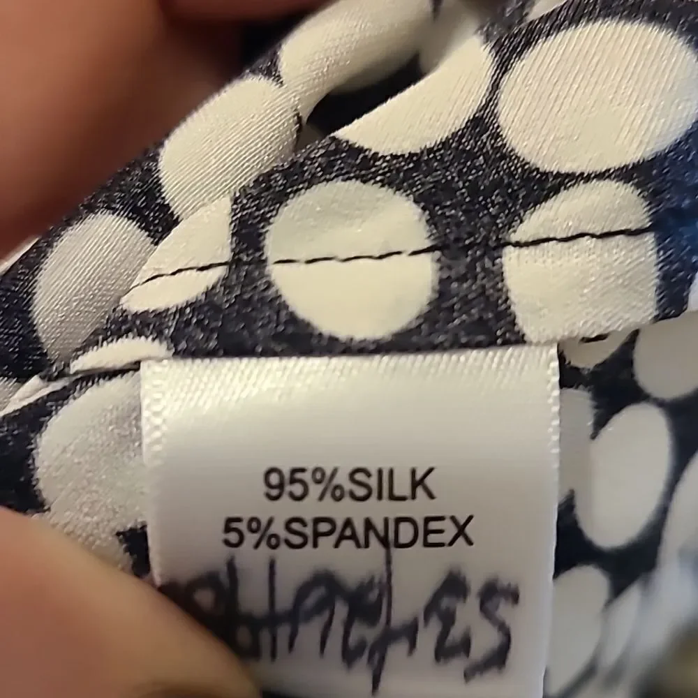 St‎ john womens black and white polka dot silk dressy tank top size 6